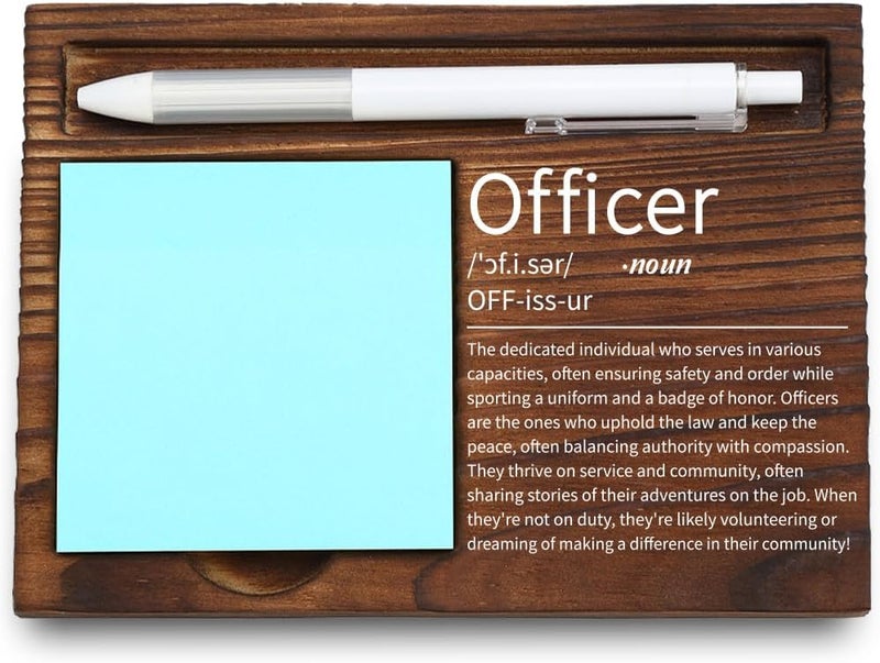 VYNWPDFLI Officer Appreciation Gift, Law Enforcement Desk Organizer, Motivational Office Decor for Police and Security, Wooden Sticky Note Holder,LQQ48 - Image 1